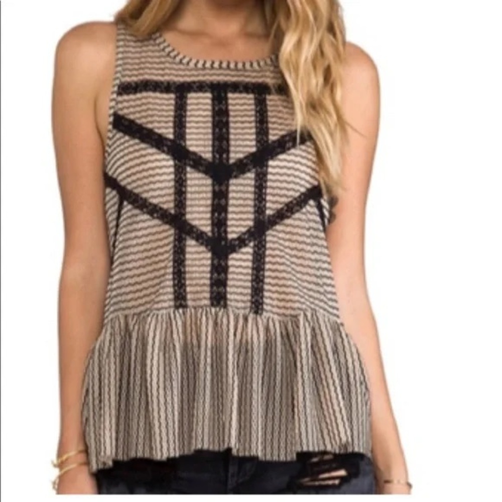 Free People Tan and Black Tank Top